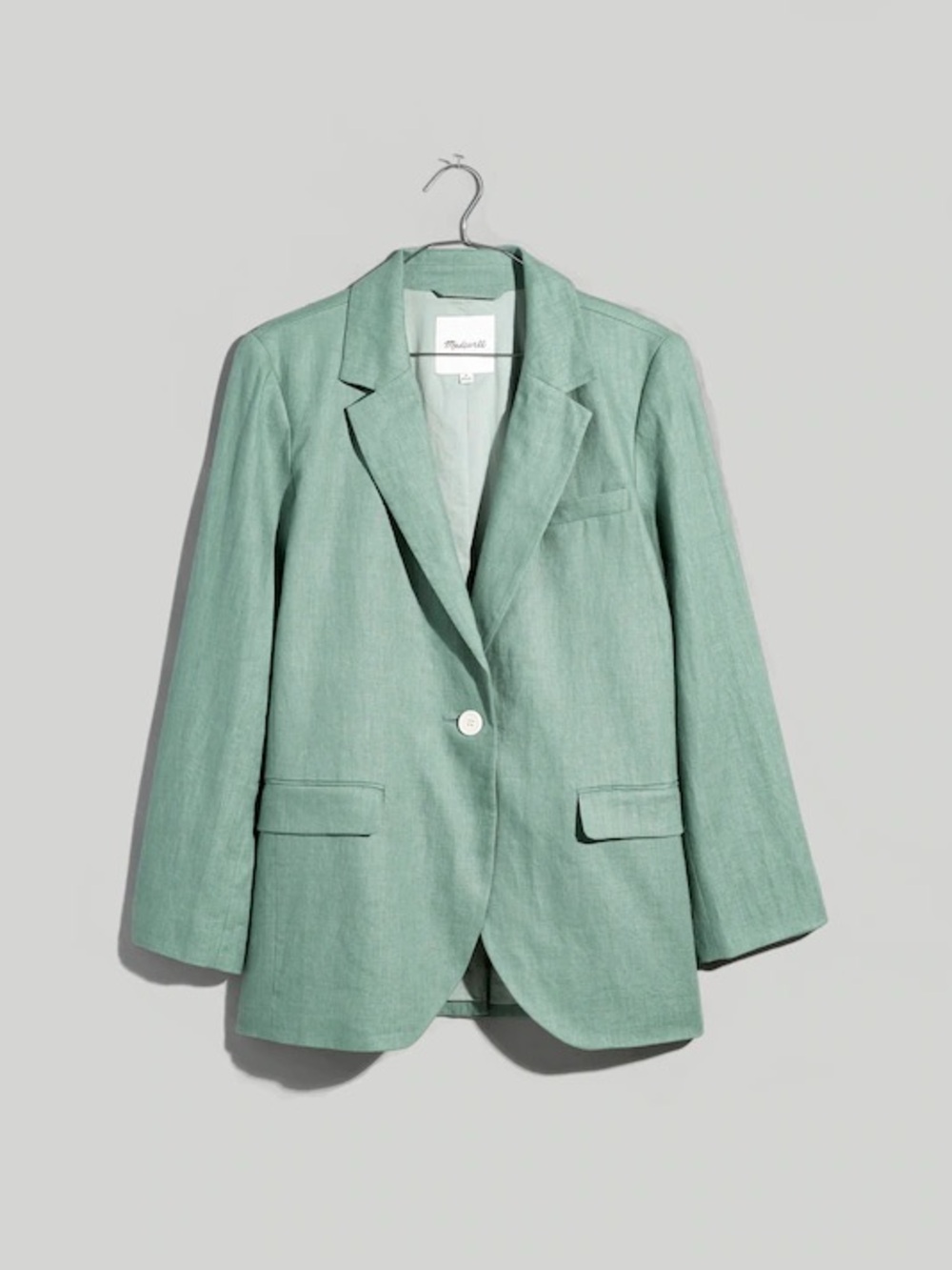 Madewell The Larsen Blazer in 100% Linen Trellis Green L